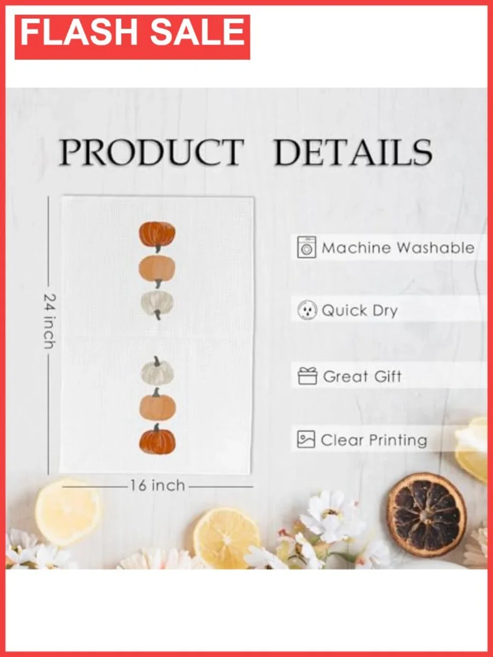 Fall Pumpkin Kitchen Dish Towels Set of 2 Superfine Fiber 16x24 Farmhouse
